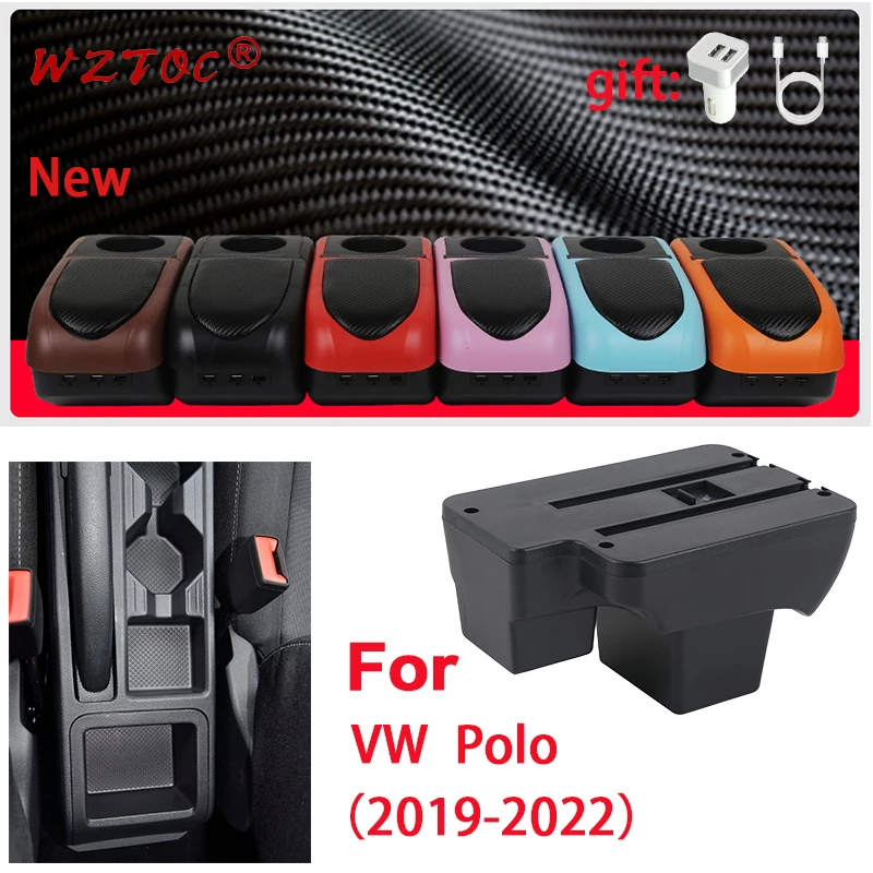

For Volkswagen virtus Armrest box For VW Volkswagen Polo Car Armrest 2019-2022 Central Storage box with USB Car accessories