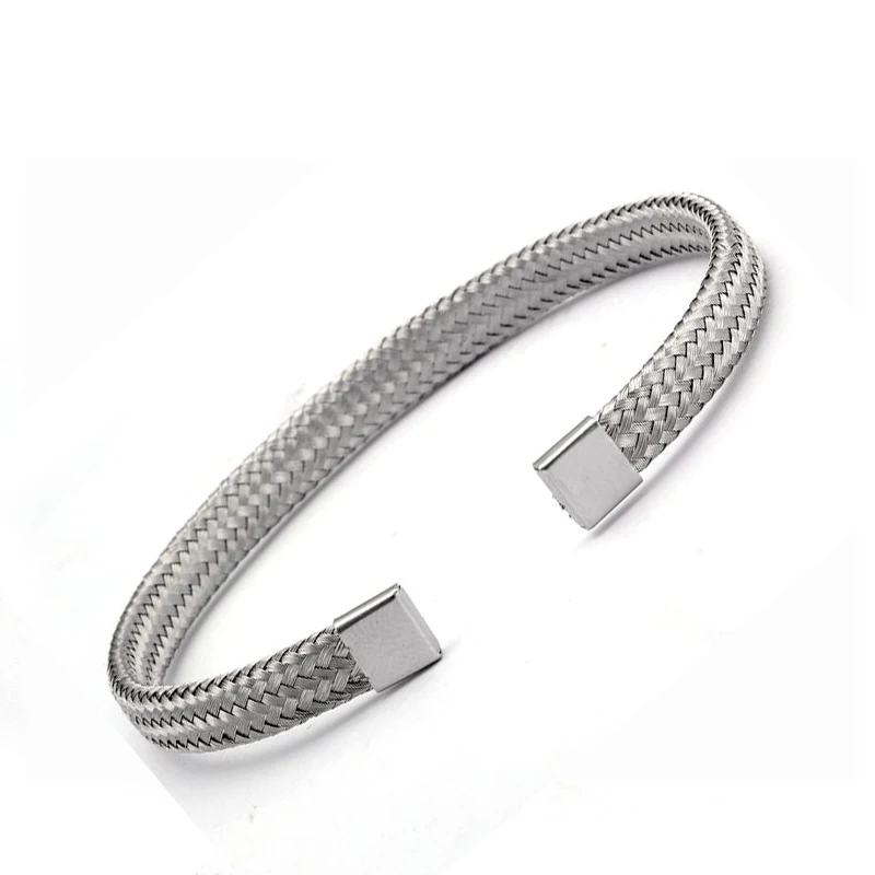 

Luxury Brand Snake Skin Men Women Charm Sporty Bracelets Mesh Surface Soft Stainless Steel Braided Open Fashion Cuff Bangles