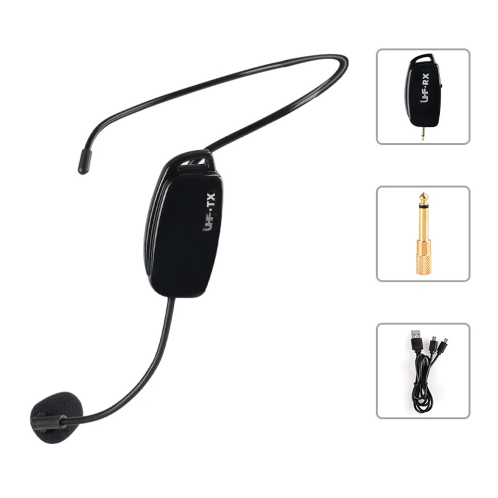 

50M Range UHF Wireless Microphone Headset High Sensitivity Condenser Microphone For Voice Amplifier Teaching Meeting