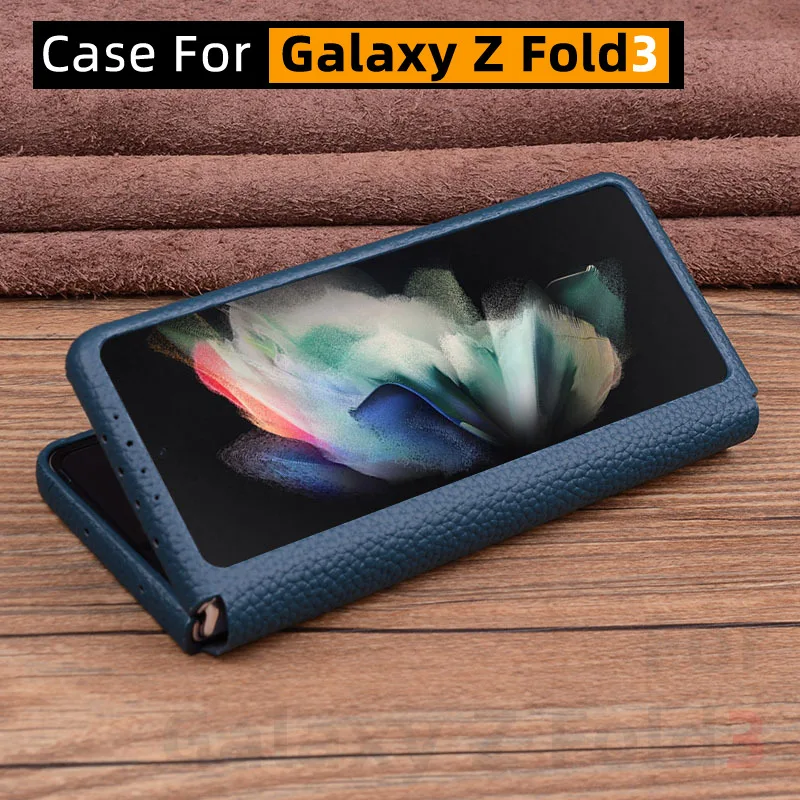 

Luxury All Inclusive Conjoined Protection Genuine Leather Case for Samsung Galaxy Z Fold 3 Case for Galaxy Z Fold3 5G Case