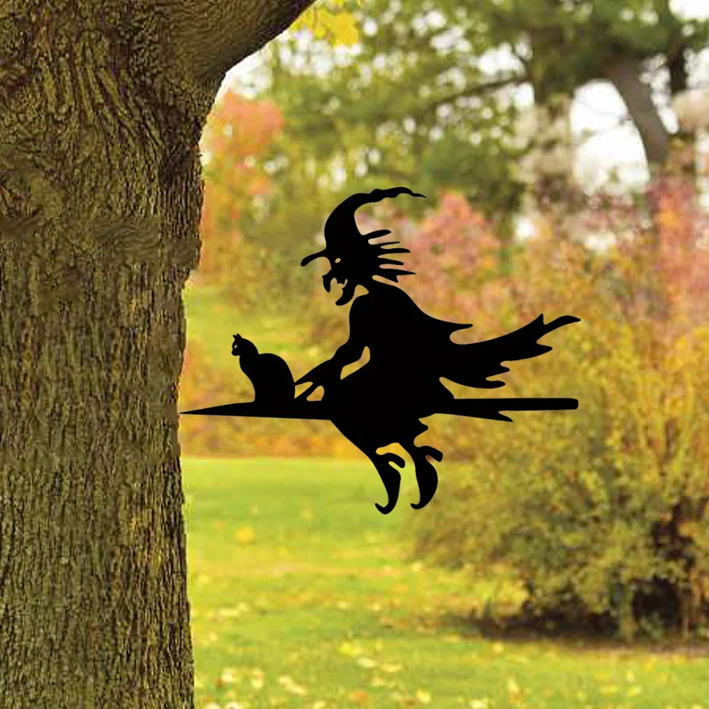 1 шт. таинственная страшная Ведьма и кошка на ветке стальной силуэт Превратите