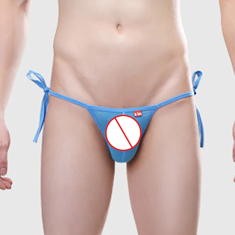 

Transparent Mesh Underwear Men Sexy Lace-up G-String Breathable Underpants Man Bikini Briefs Sexy Male T-back Thongs Panites