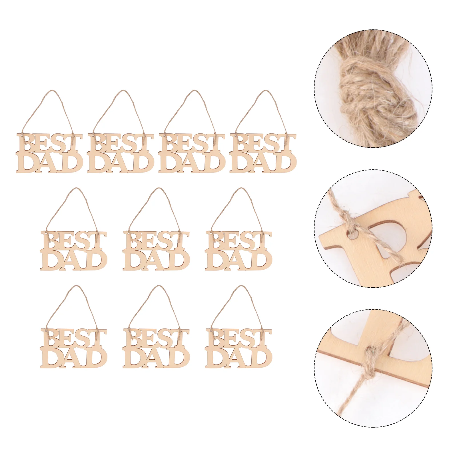 

10pcs Father's Day Wooden Pendants Festival Wood Slice Decors Best Dad Pendants