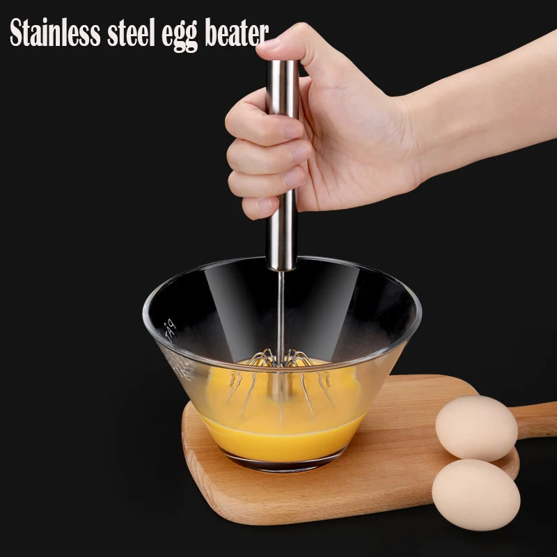 

Kitchen Gadgets Egg Mixer Beater Manual Self Turning Stainless Steel Whisk Hand Blender Egg Cream Stirring Kitchen Accessories