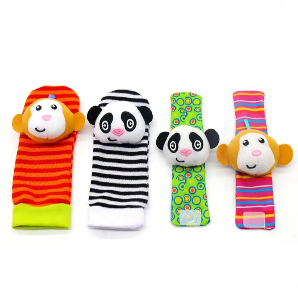 

Toddler Wrist Rattles Panda Monkey Appearance Eye-catching Emotional Comfort Infant Socks Wrist Straps Toys