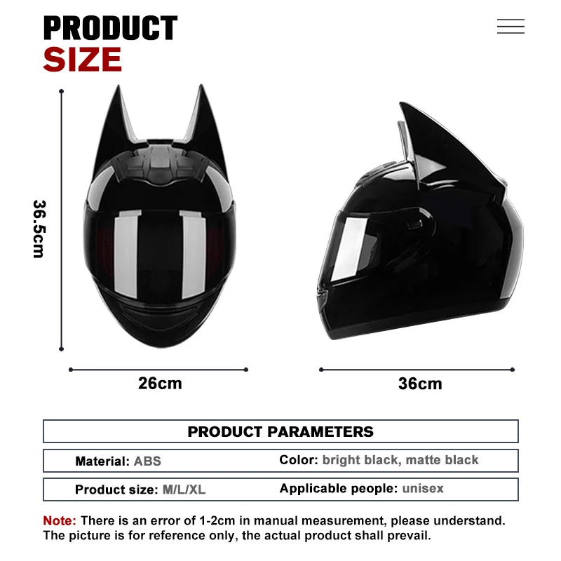 Bat Motorcycle Helmet Women Personality Moto Capacete Black Helmet Full Face Moto Helmet Fashion Motorbike Helmet enlarge