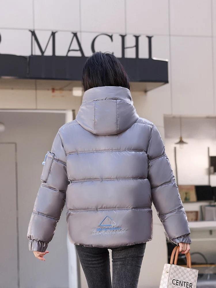 2022 New Women Winter Jacket Loose Hooded Pocket Fashion Female Korean Style Ladies Embroidered Parka Coat 4 Colors