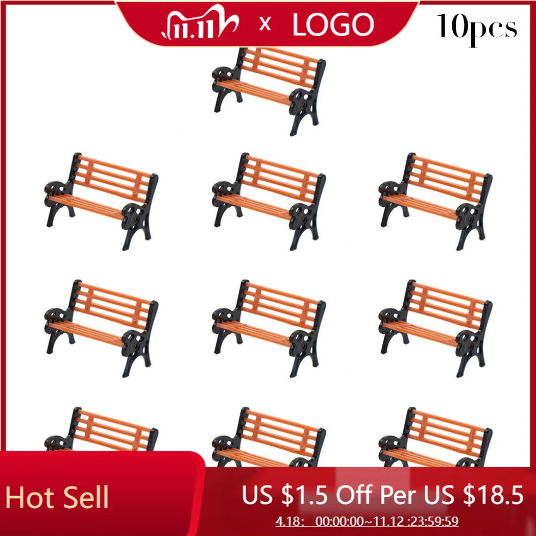 

10pcs Model Park Bench HO TT Scale 1:75 Mini Garden Ornament Miniature Street Park Chair Craft DIY Figurine Landscape Home Decor