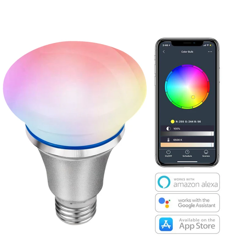 

E27 type WiFi smart home light bulb AC100V-240V 16 million colors compatible for Alexa Google home remote control by smart life