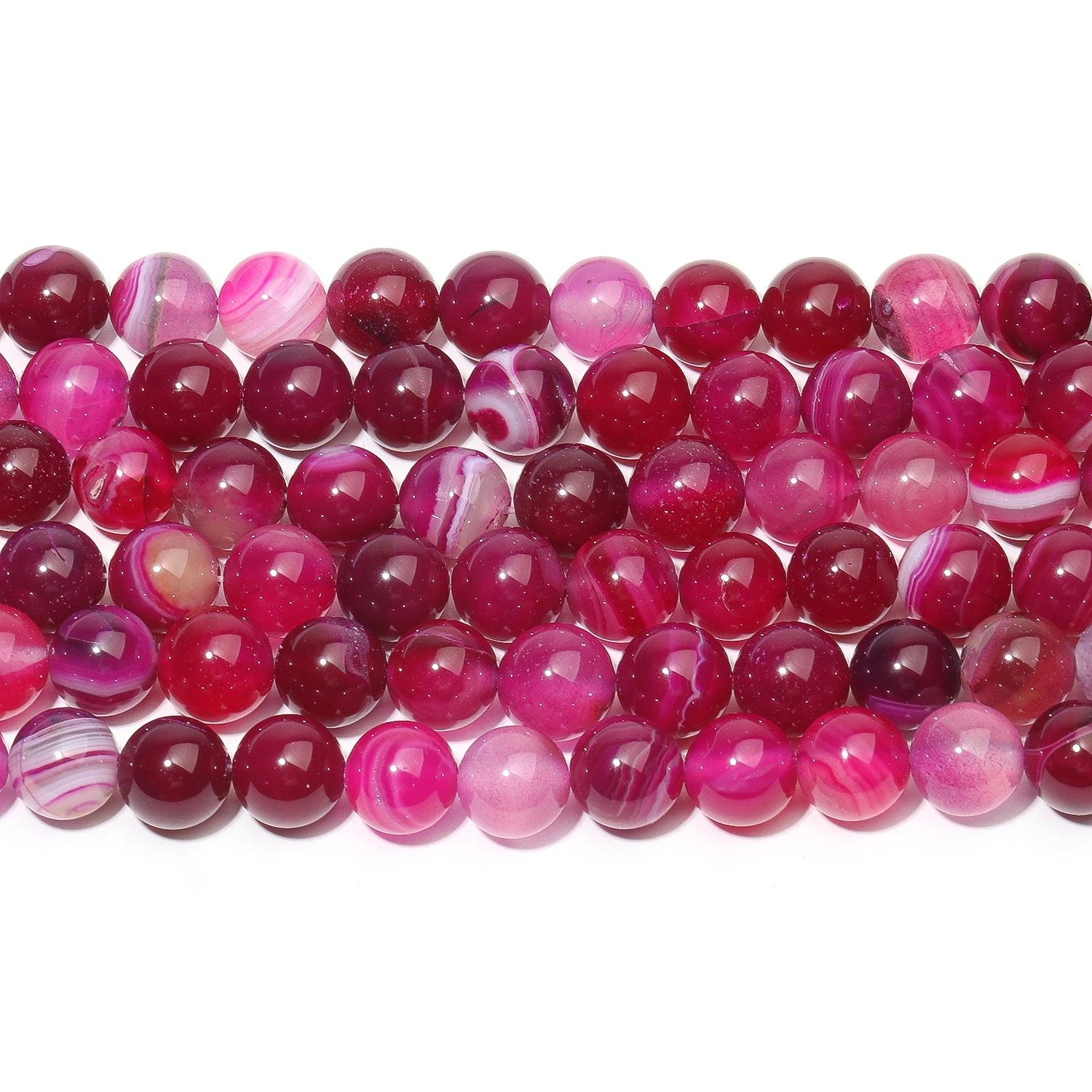 Натуральные розово-красные полосатые агатовые бусины свободные круглые