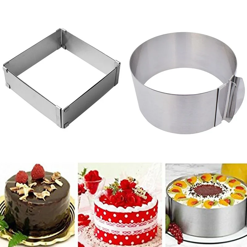 

Adjustable Square Mousse Ring Set Stainless Steel Ring Mold Wedding Cake Baking