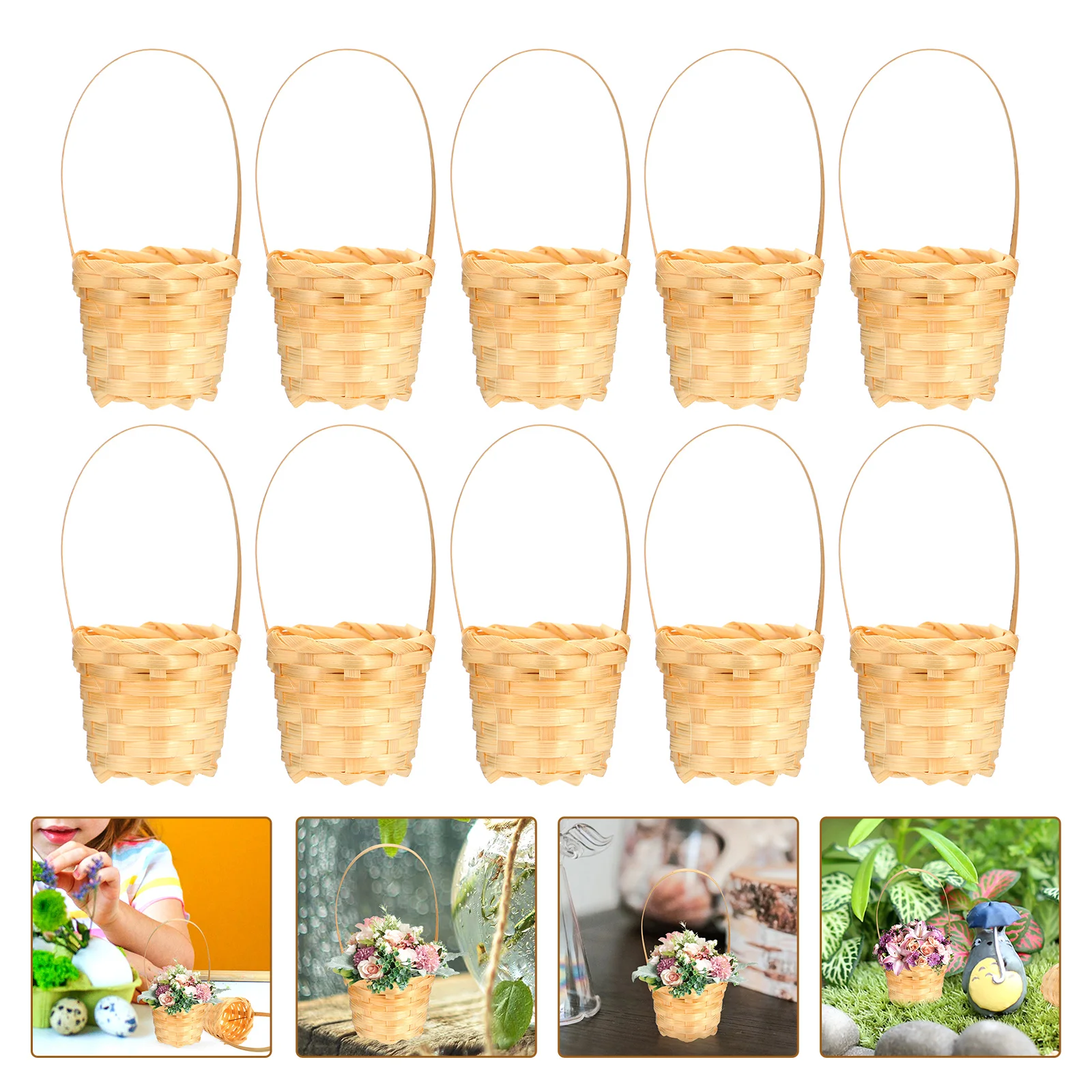 

10Pcs 1: 12 Scale Basket Miniature Woven Basket Wicker Basket Model Plaything Decoration Accessories Style 2
