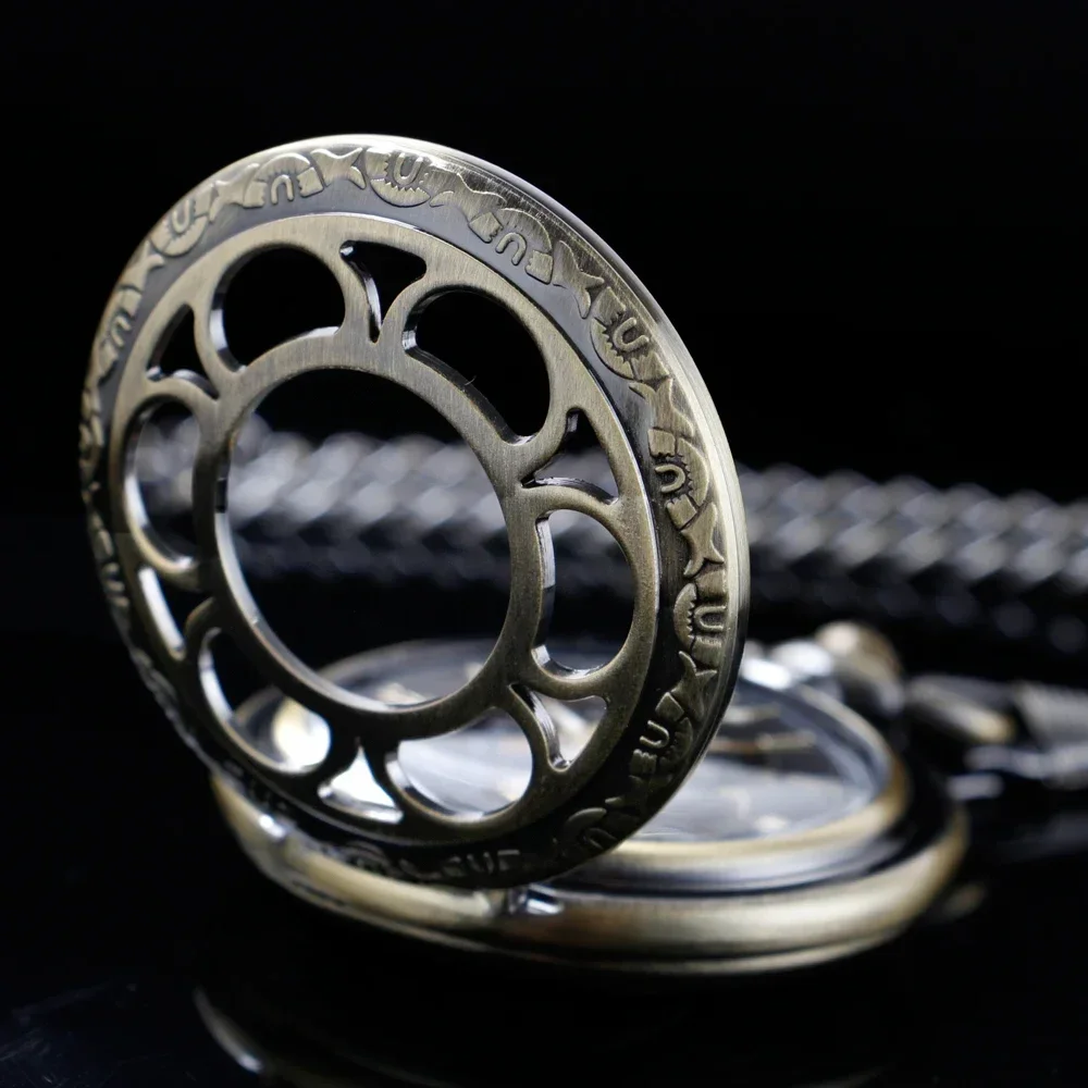 Ретро цветок полый скелет автоматические механические карманные часы мужские