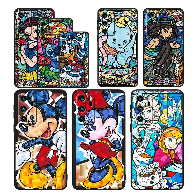 

Disney retro color art For Huawei P50 P40 P30 P20 P10 P8 Pro Lite E 2017 5G Black Silicone Soft Luxury Phone Case Capa