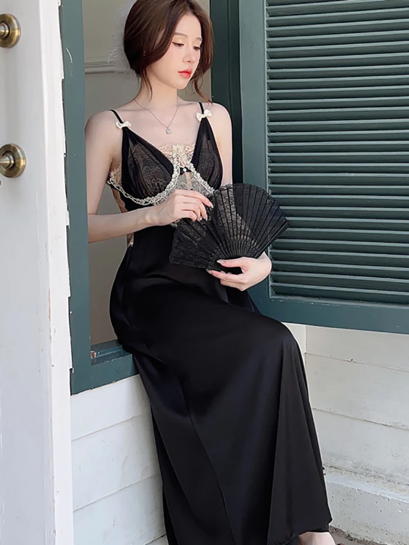 Кружевная французская Сексуальная подвесная Пижама ночное платье золотой