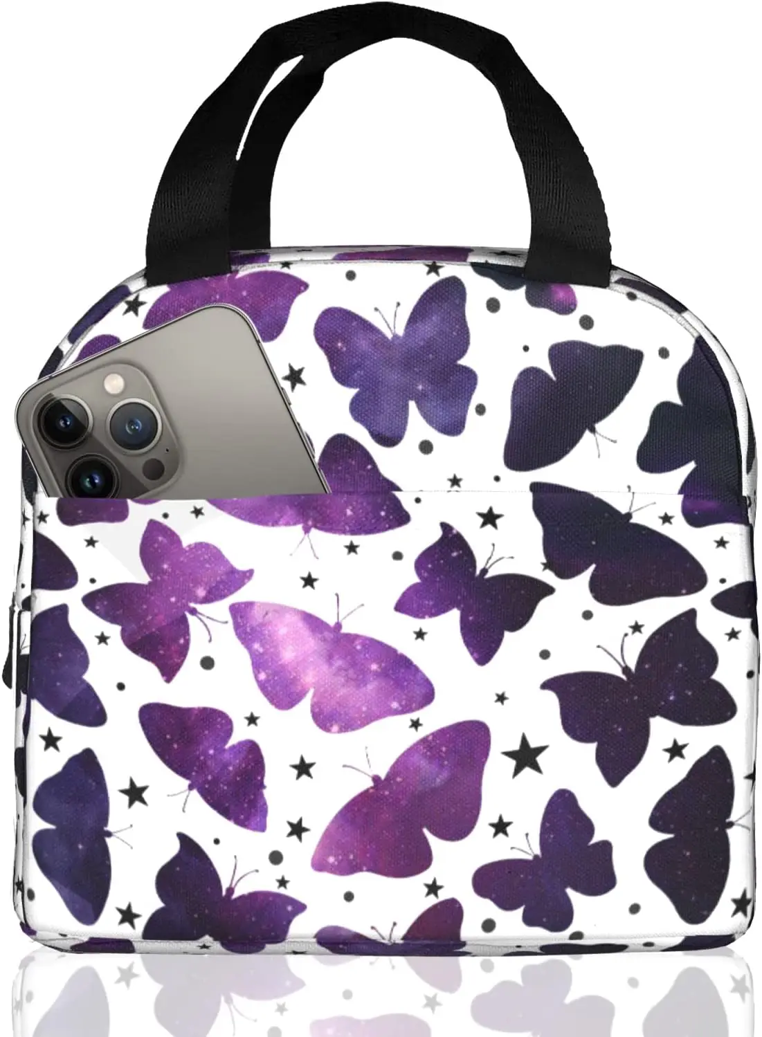 

Butterfly Lunch Box for Women Girls Cute Insulated Lunch Bags Durable Waterproof Thermal Tote Bag for Work Picnic School Travel