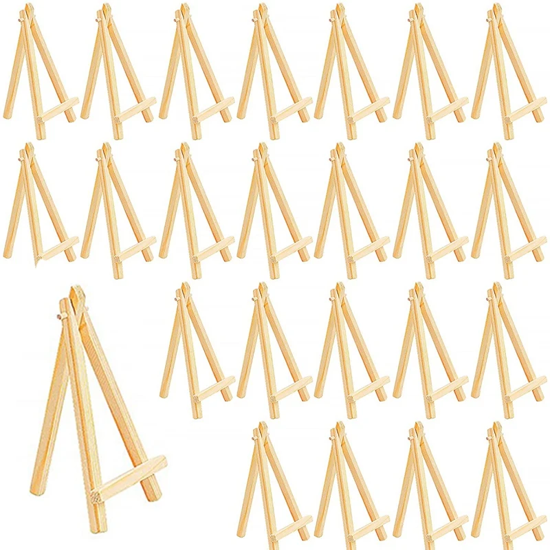 

24 Pcs Mini Easels Adjustable Mini Wooden Artist Triangle Easels Small Tabletop Easel for Wedding Business Card