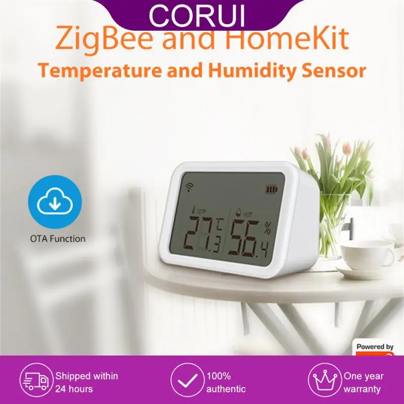 

HomeKit/ ZigBee Temperature Humidity Sensor Lux Light Detector With LCD Screen Works With Alexa Google Assistant Tuya Smart Home