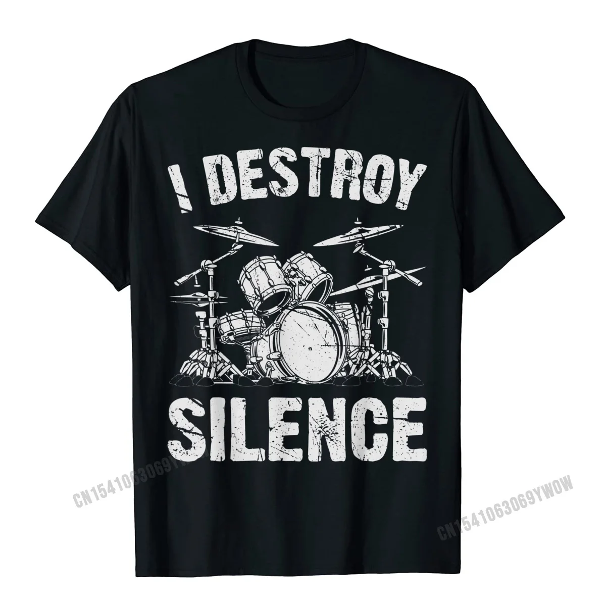 

I Destroy Silence Drumming Vintage Drummer Drumset Drum Set T-Shirt Harajuku Cotton Casual Tees Cute Youth Tshirts Funny