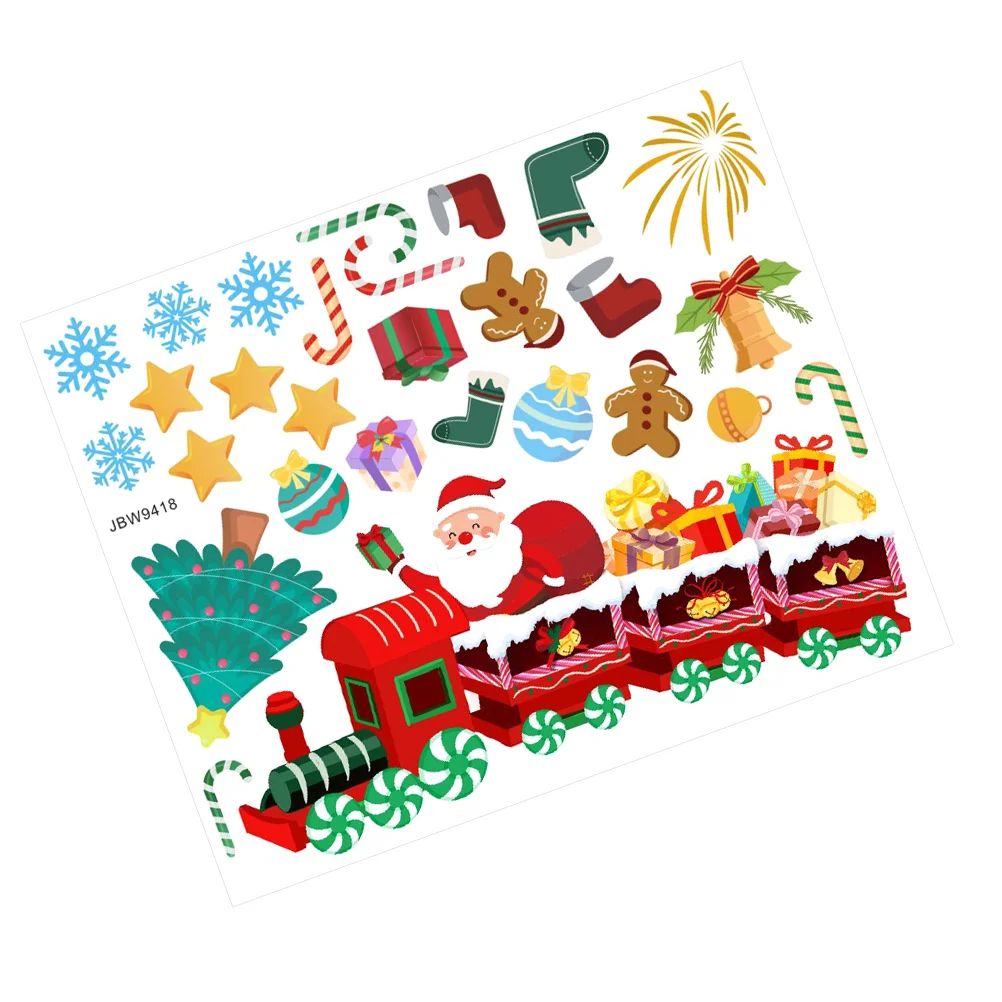 

Wall Christmas Window Clings Santa Claus Sticker Stickers Decals Tree Train Holiday Decor