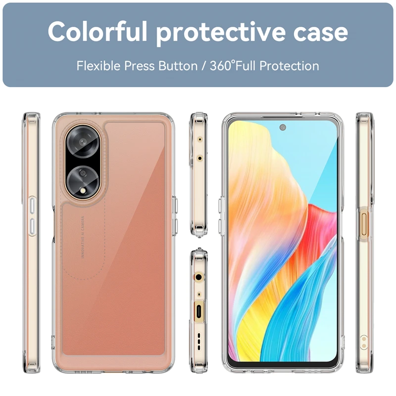 For Cover OPPO A98 5G Case OPPO A98 Capas New Shockproof Phone Bumper Clear Transparent Multicolor For Fundas OPPO A98 5G A 98