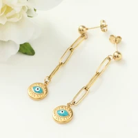turkish evil eye pendants earring natural stone heart star dangle earring luxury gold color minimalist piercing earrings jewelry