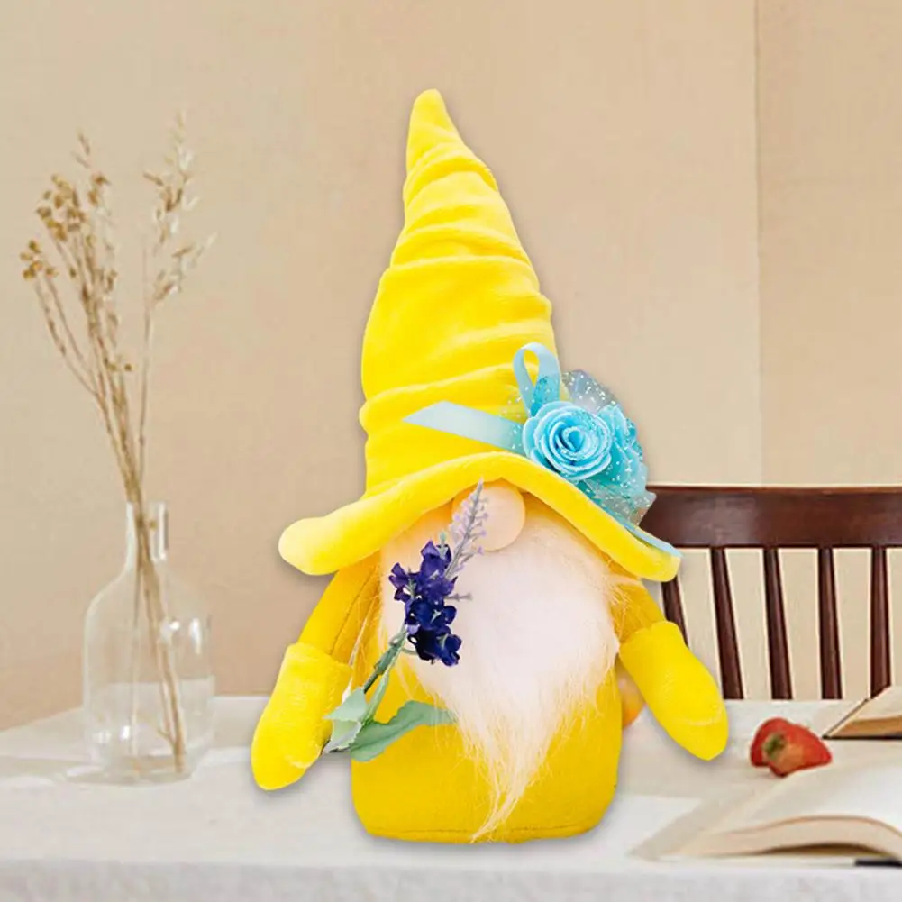 

Attractive Gnome Plush Doll Vibrant Color White Whisker Wear Resistant Faceless Gnome Doll Decorative