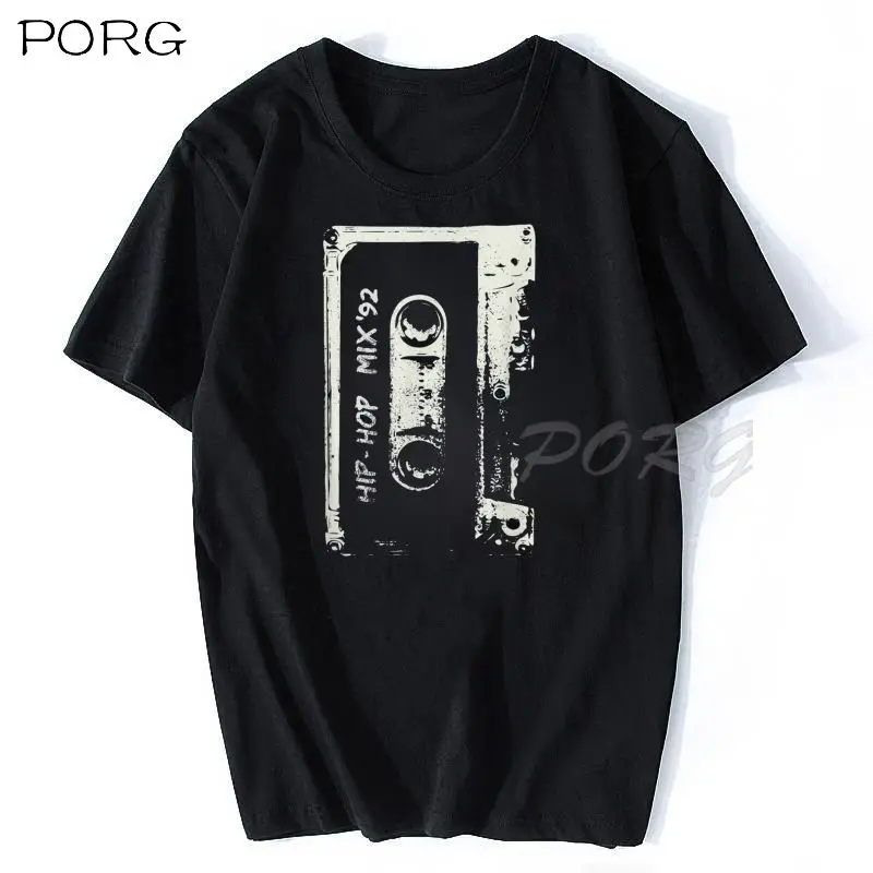 Hip Hop Rap Mixtape Cassette DJ Retro 90s T-shirt Cotton Hip Hop Men Black Tshirt Summer Fashion Man Tshirt New Tops Plus Size
