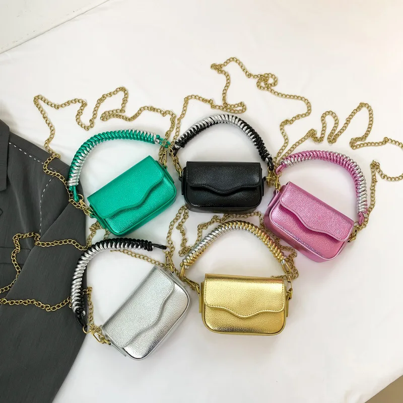 Wire Handle Women Handbag Candy Color Crossbody Bags for Women Chains Shoulder Bag Mini Phone Flap Purses Designer Bag Coin Tote