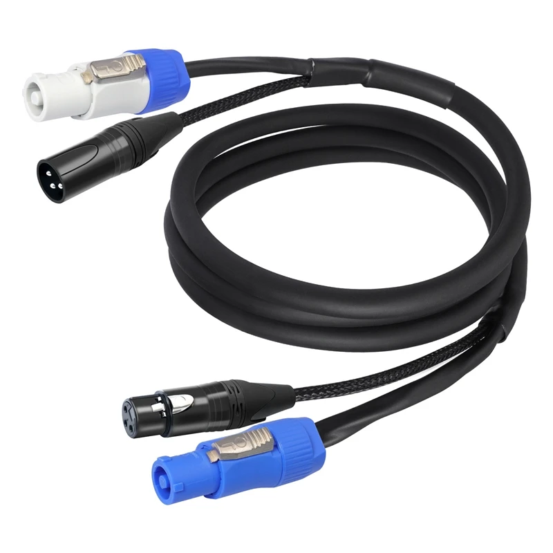 Фото Комбинированный кабель PowerCON DMX 1м, 2м, 3м, 5м, 7.6м, 3-контактный XLR и PowerCON, совместимый комбинированный кабель для подвижного осветительного оборудования. №3