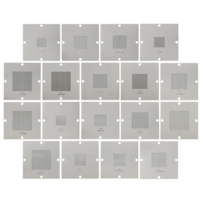 18 шт. 90*90 мм трафарет BGA 0 25 мм-1 Универсальный Комплект для реболлинга |