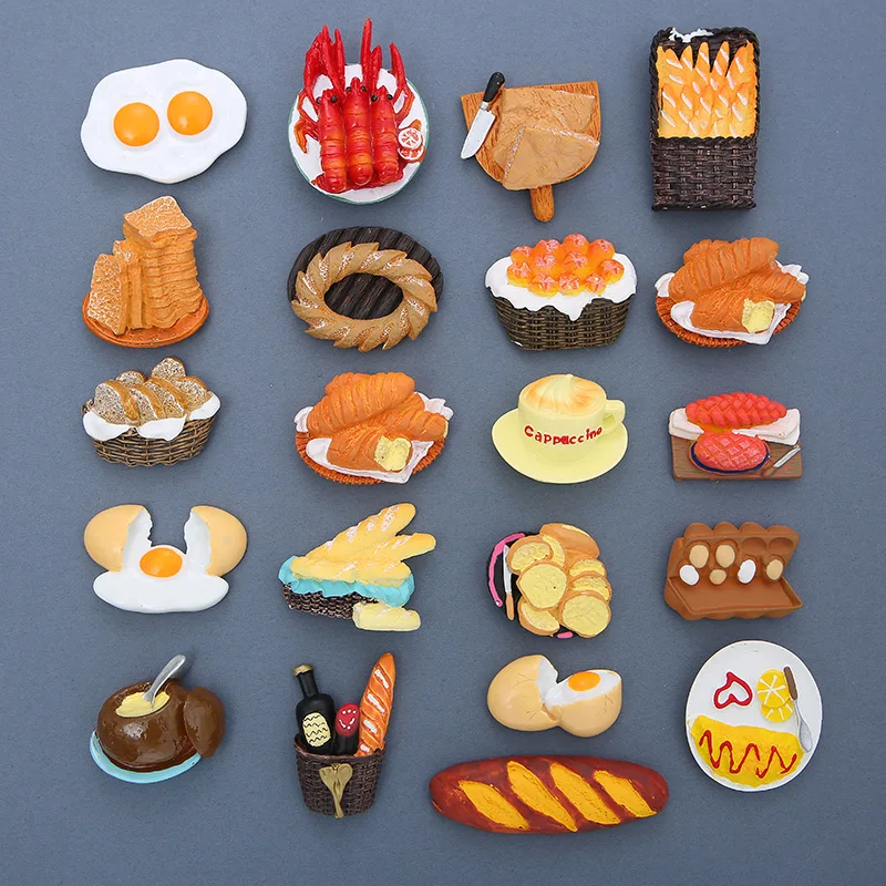 

Creative 3D Artificial Food Fridge Magnets Bread Eggs Magnetic Stickers for Refrigerator Whiteboard Magnets Kawaii Fridge Magnet