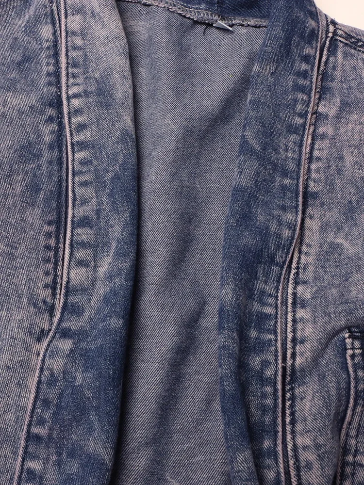 Женское джинсовое платье с перьями v-образным вырезом и длинными рукавами смесь