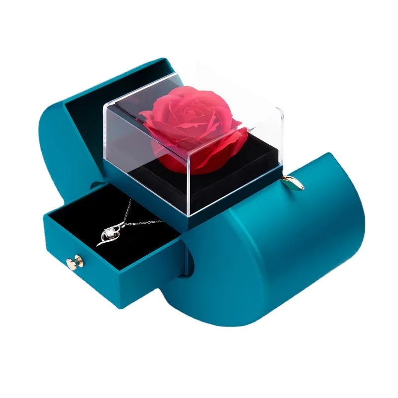 Eternal Flower Gift Box Apple Box Artificial Eternal Rose Jewelry Packaging Box Ring Set Jewelry Valentine's Day Gift Box
