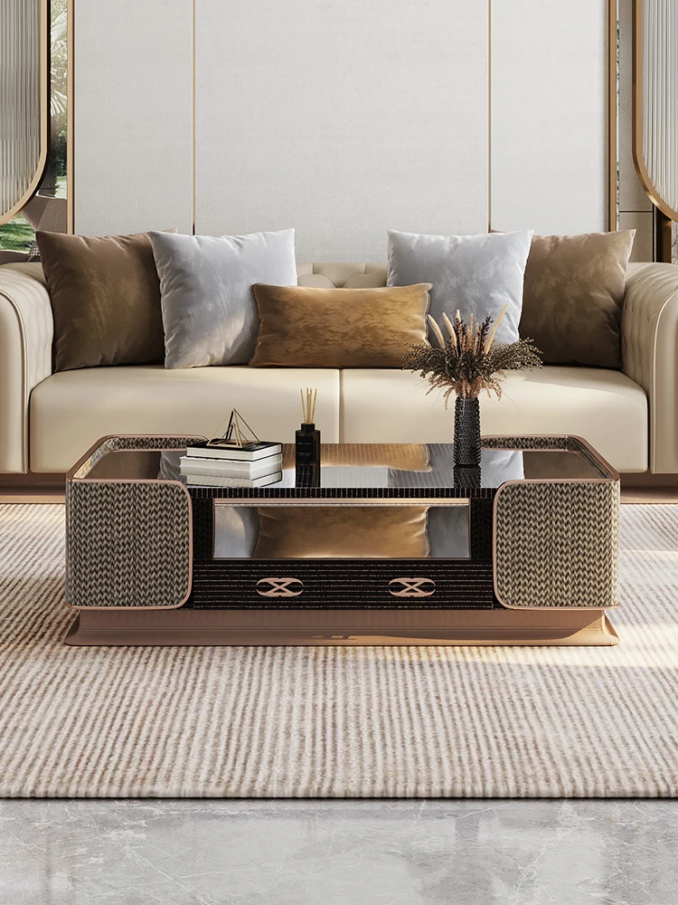 

Coffee table a few light luxury modern natural marble tea table simple tea table TV cabinet combination living room household cu