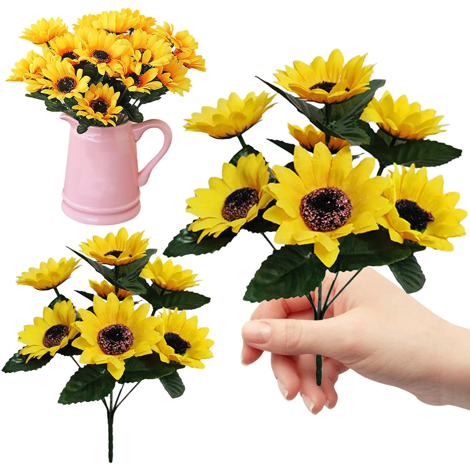 

Artificial Sunflower Flower 7 Heads Faux Silk Sunflower Bouquet Plants Home Decoration DIY simulation Decorative Flowers