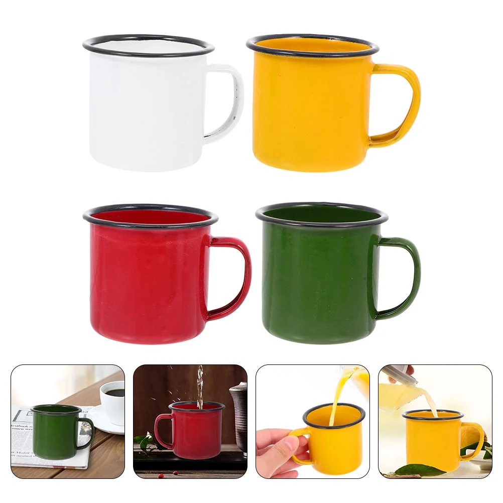 

Mug Enamel Cup Mugs Coffee Camping Cups Set Drinking Tea Water Retro Iron Handle Metal Camp Travel Vintage Color Tumbler