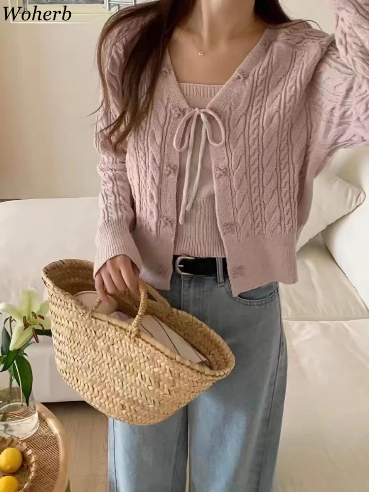 Корейская трикотажная одежда комплекты из 2 предметов женская укороченный