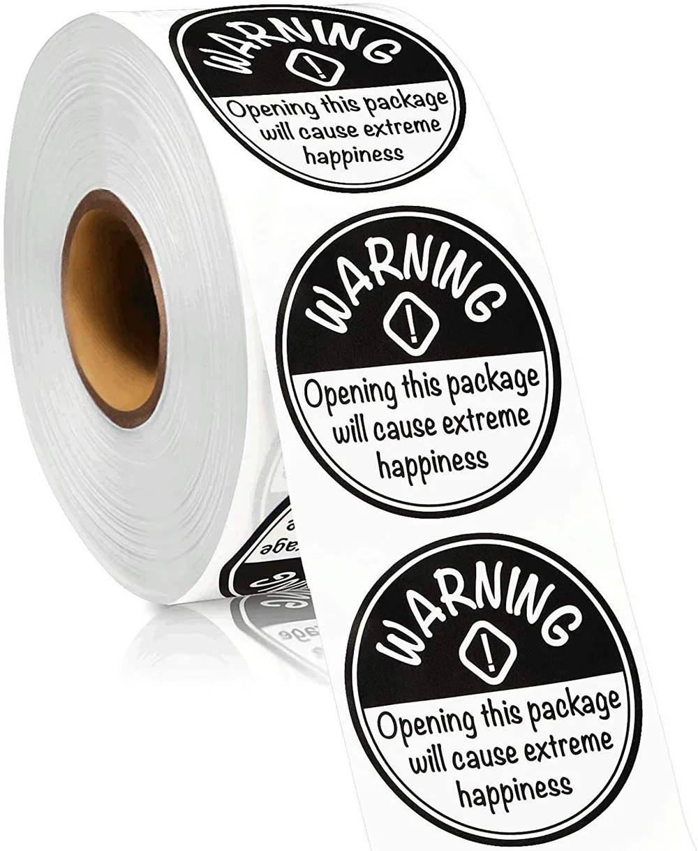 

50 1.5-inch happiness black-and-white warning labels circular warning stickers craft labels