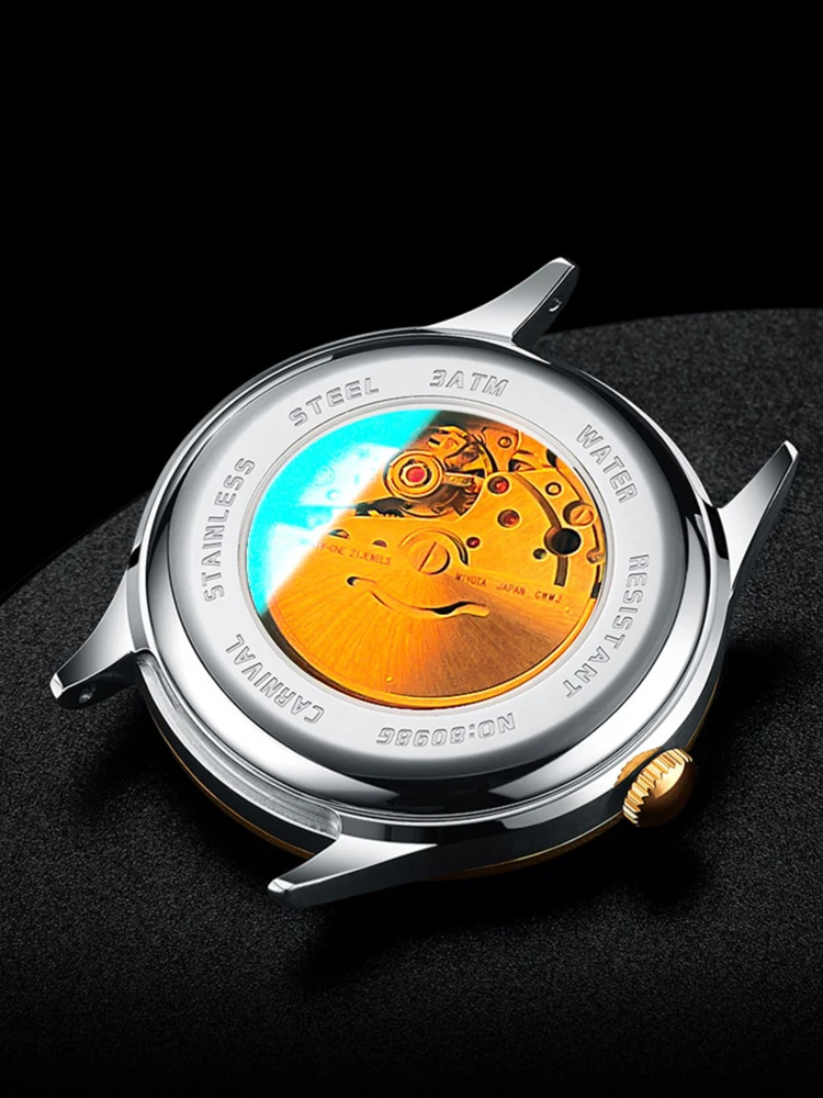 Carnival Watch for Men Business Automatic Stainless Steel Waterproof Luminous Date Luxury Casual Women MIYOTA Mechanical Watch