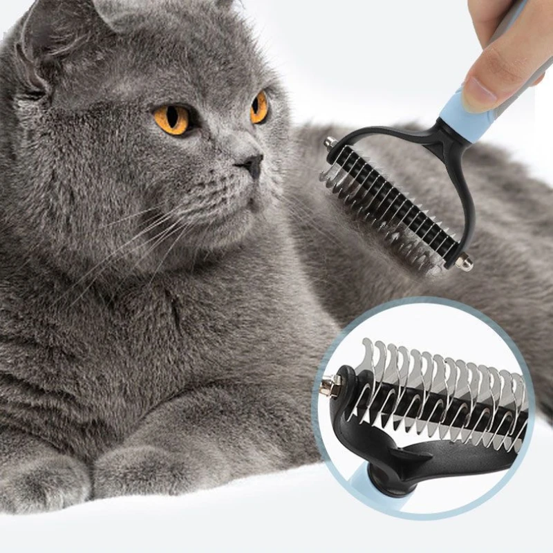 

Professional Pets Fur Knot Cutter Dog Grooming Shedding Supplies Cat Hair Removal Comb Brush Double sided pet hair remover