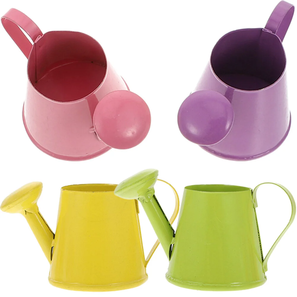 

4 Pcs Set Mini Watering Can Garden Small Metal Kettle Cans Kids Flower Decorations Device