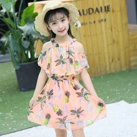 2022 summer flower girl floral butterfly off shoulder princess dress beach party teenager clothes vestido 6 7 8 9 10 11 12 year