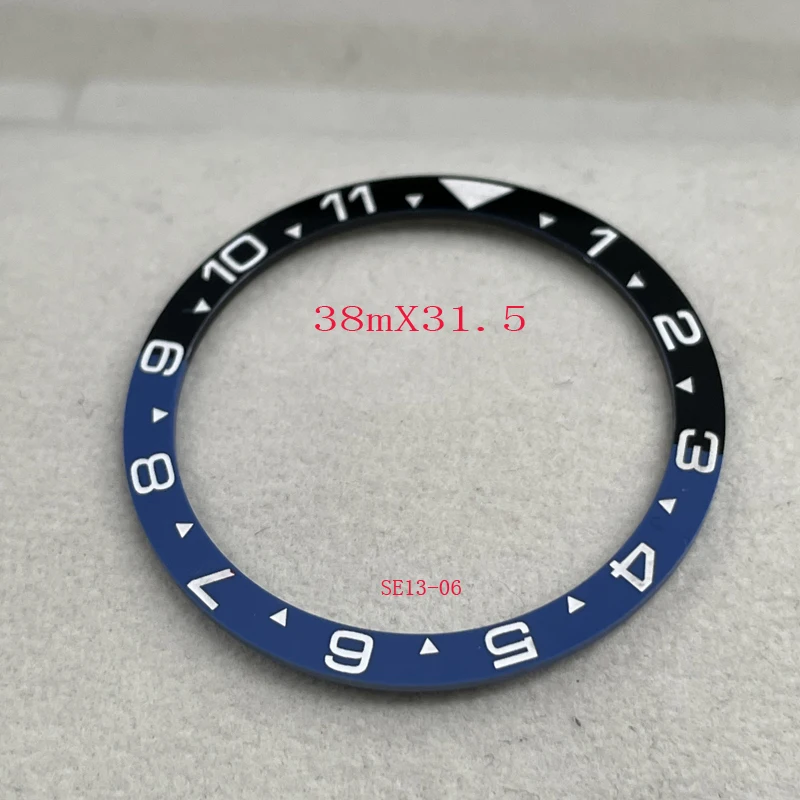 Black Blue Flat 12 Hours Ceramic Bezel Insert 38x31.5mm Ring for SKX Watch Case Replacement Part Accessories