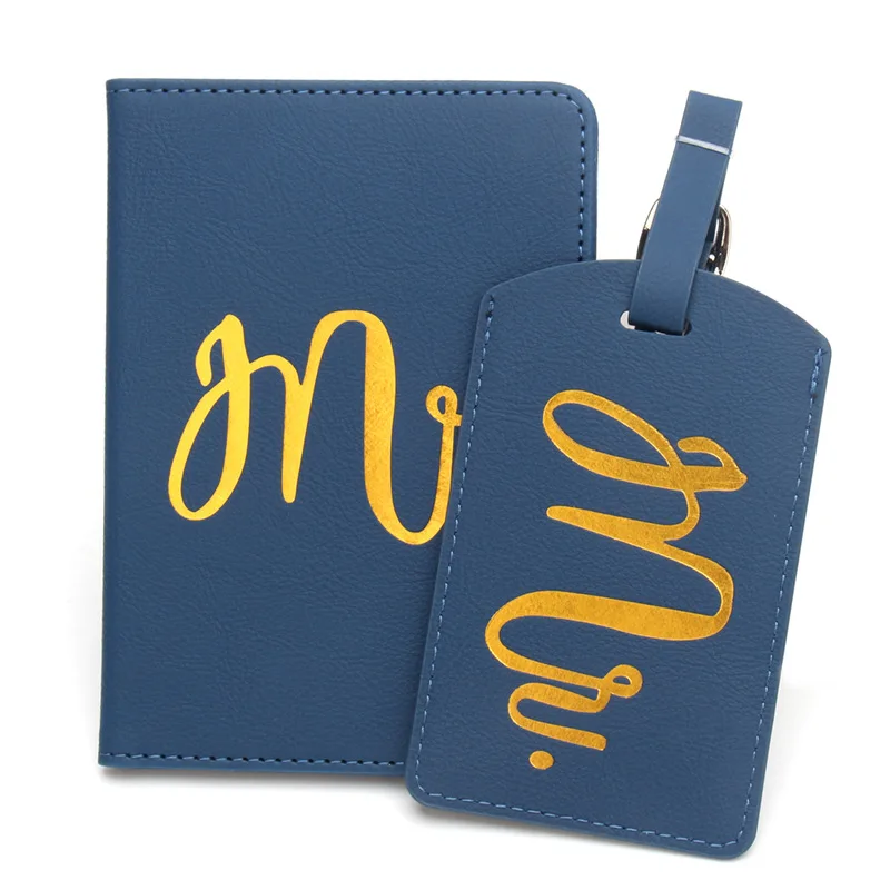 

Couple Luggage Tag Passport Holder Set Travel Ticket Holder Identification Card PU Wedding Trip Travel Accessories Gift