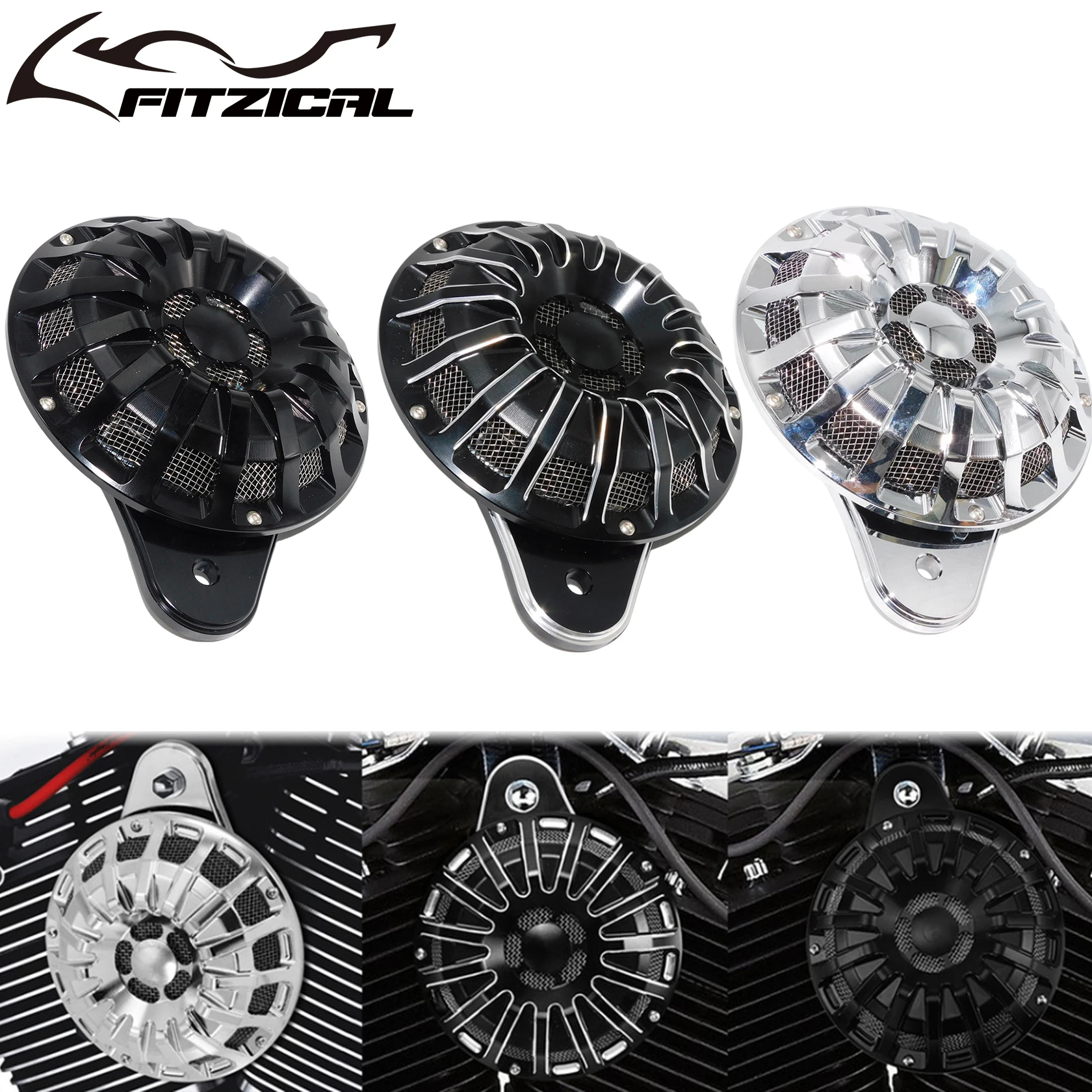 Чехол для мотоциклетного гудка черный/Хромированный динамик гудок в сборе Harley