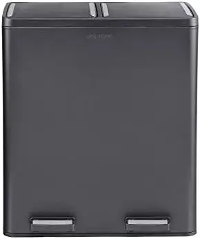 

Sort 18.5 Gallon Extra Large Capacity, Soft-Step, Dual Trash and Recycling Bin with Removable Inner Bins Black (900702B)