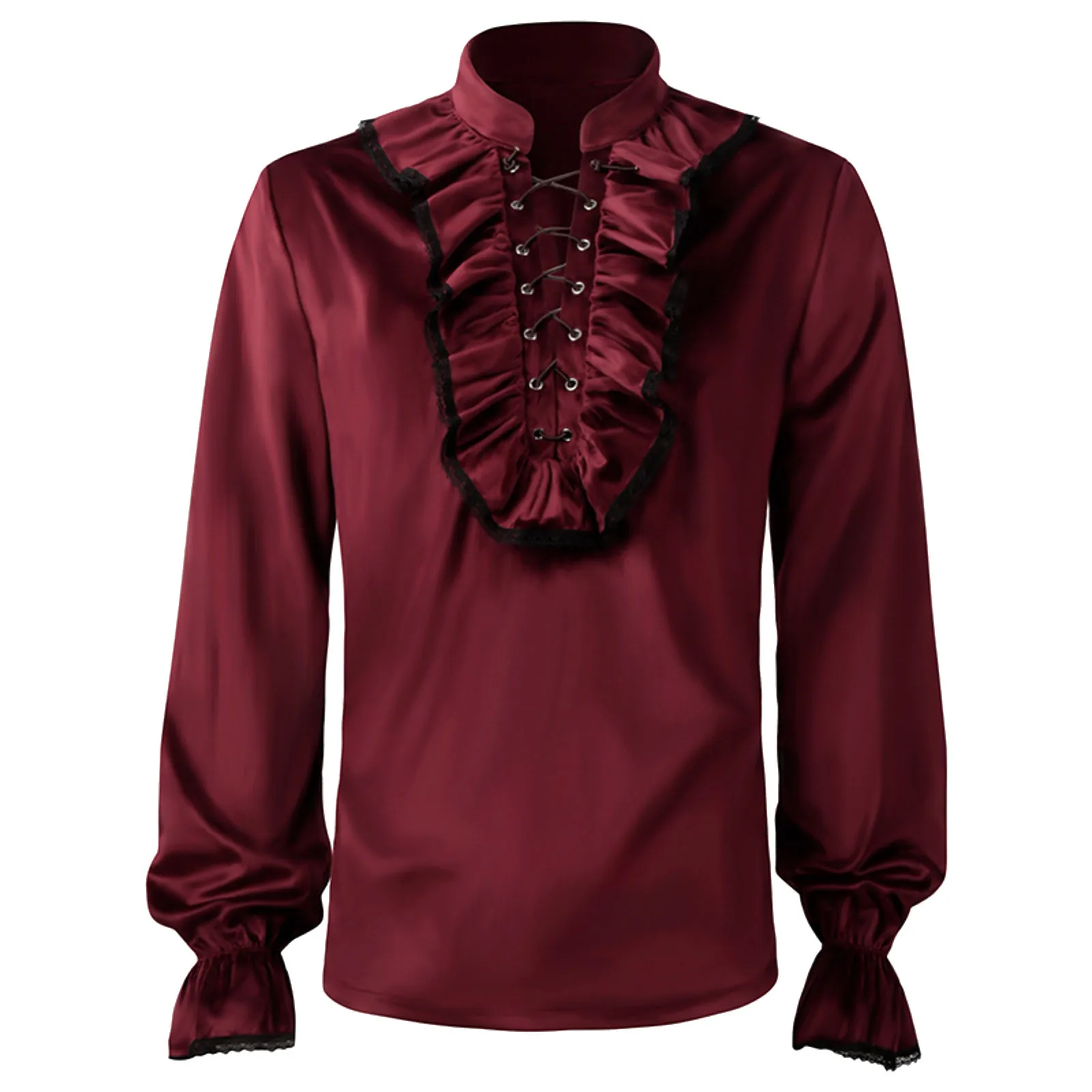 

Male's Pleated Long Sleeved Pirate Shirt Medieval Renaissance Role-Playing Costume Steampunk Jacket Halloween Party Costume new