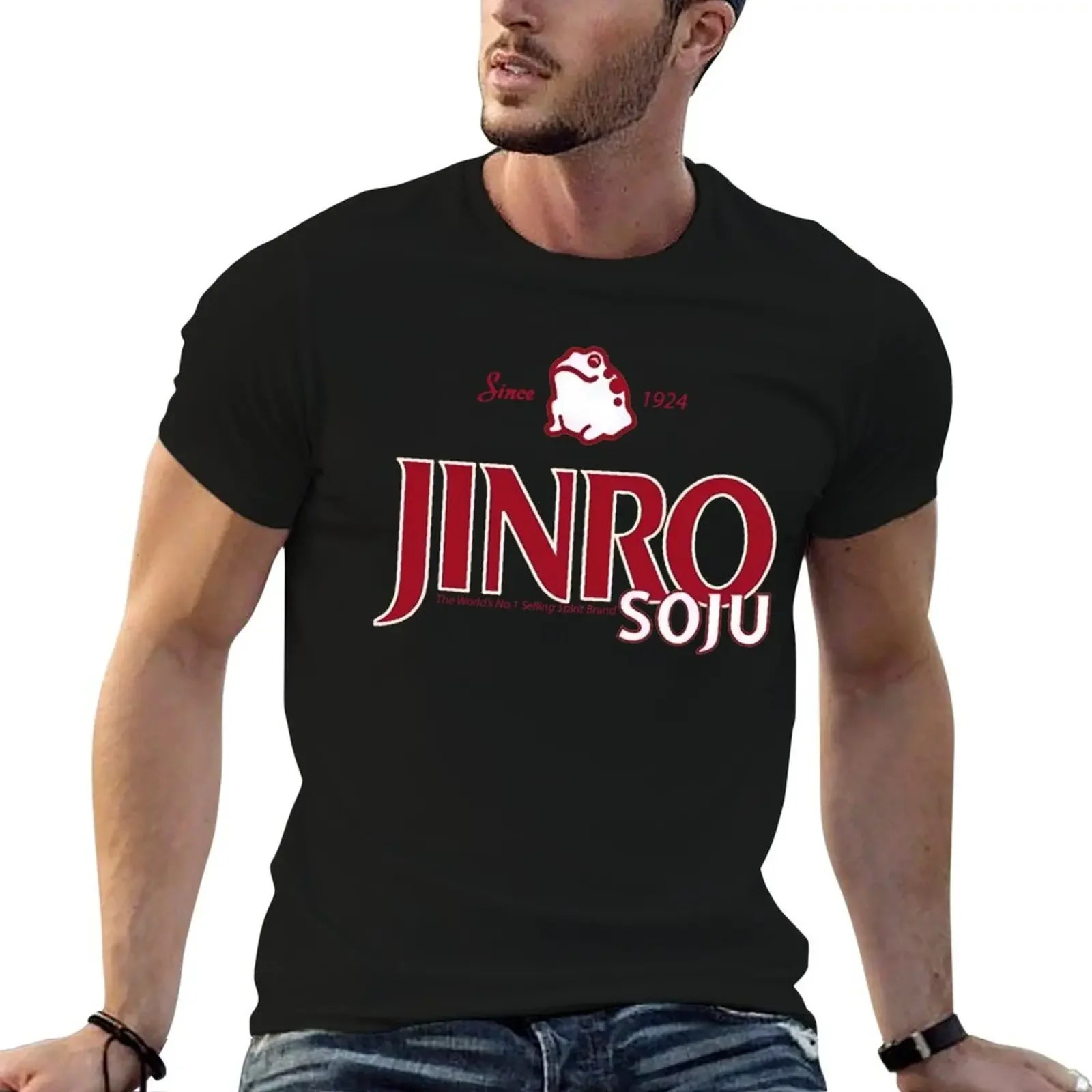 Фото Camiseta coreana con logo de bebida famosa Jinro Soju, ropa para hombre, camisetas de gran tamaño, top de verano para hombre, ro №1