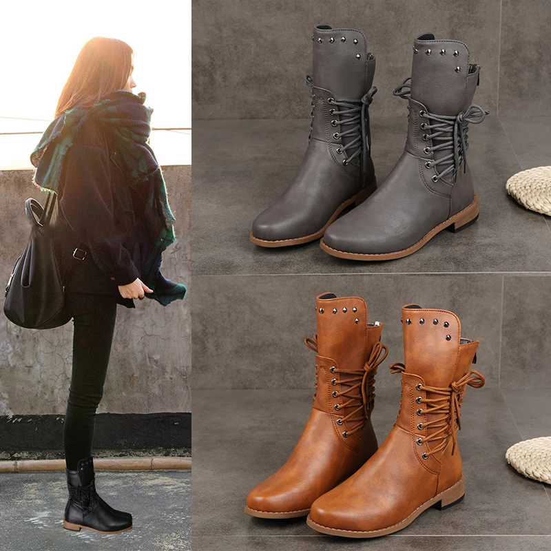 

Autumn and Winter New Tooling Boots 35-43 Yards Retro Women's Boots Thick Heel High Boots Characteristic Fashion Knight Boots